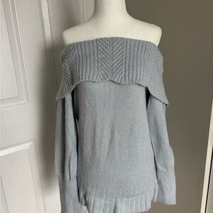 Elle Light Blue Off-Shoulder Sweater